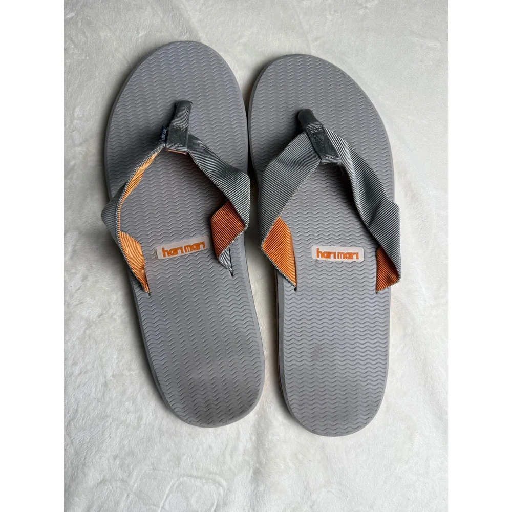 Hari Mari Fields Gray Orange Flip Flop Sandals Mens 13 Comfort Thong Sandals